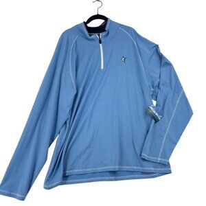 White Water New Harbor Quarter Zip Pullover Shirt Mens 3XL Blue Long Sleeve